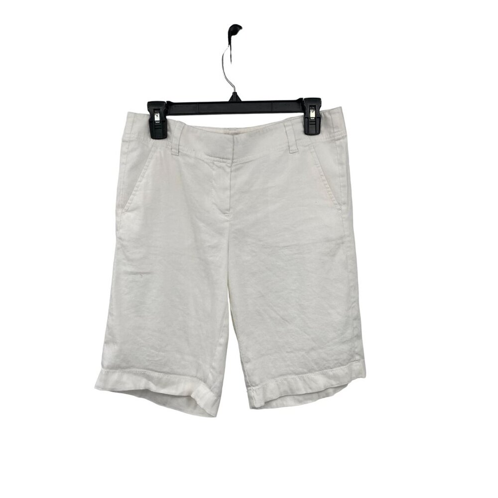 Ann Taylor Shorts Womens 0 NEW White Linen Blend